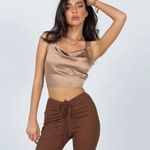 Princess Polly Silk Brown Nude Tie Crop Top Photo 1