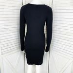 Cotton On Ribbed Knit Sweater Sheath Dress Black XS Long Sleeve Scoop Photo 3
