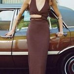 ZARA  dress fitted bodycon Brown Cutout Midi Party Wedding Coctail  Photo 17