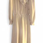 IN THE MOOD 80s Ivory LS Midi Shift Dress w/Sequins Embroidery & Pearls Sz 12 White Photo 0