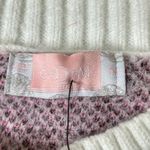 Glitz & Ears Sweater Womens M Pink Cream Fuzzy Leopard Heart Pearl Sweater NEW Size M Photo 2