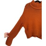 Free People My Only Sunshine Chunky Open Knit Turtleneck Sweater Orange Sz Small Photo 10
