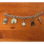 Charm Bracelet Silver Plated Jeans, Doghouse, Star Champagne Flute Symbol Charms Photo 2