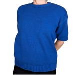 Nordstrom 90s Vintage Short Sleeve Crew Neck Sweater Blue Size Medium Photo 9