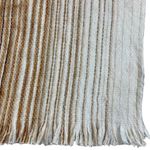 Woven fringed fuzzy throw shawl soft cream brown large rectangular wrap Photo 5
