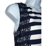 The Limited  Navy/White Striped Lace Floral Trim‎ Sleeveless Top EUC Size  SP Photo 3