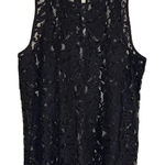 Wilfred ‎ Black Floral Lace Tank Top with Keyhole Back Medium Photo 0