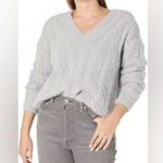 Lucky Brand cable knit v-neck eyelash sweater gray womens size large winter cozy Photo 2