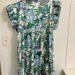 Blue Green Ruffled flowery cap sleeve dress M Size M Photo 4