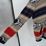 American Eagle  Outfitters Blue Tan Aztec Hooded Pullover Sweater Size Medium Photo 8