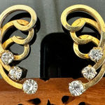 Vintage S.A.C. Gold Tone Rhinestone Clip Photo 0