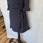Loft Women's 3/4 Sleeve Polka Dot Faux Wrap Romper Size 4 Navy Blue Photo 4