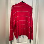 kim rogers NWT  Size L Pink Silver Stripe Metallic Mock Neck Oversized Sweater Photo 6