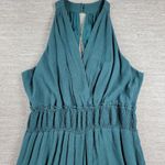 Anthropologie Bionda Plisse Jumpsuit XL Green Wide Leg Smocked Waist Pull On Photo 11