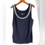 Conrad C 2X Preppy Knit Ribbed Trim Darkest Navy White Tank Top Blue Photo 7