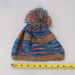 Brown Crochet Multi Color Cable Knit Pom Pom Y2K Vintage Beanie Cap Hat Photo 5