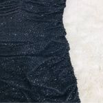 ASTR ‎  Black Low Cut Long Sleeve Mini Dress Fringe Shiny Metallic Ruched Small Photo 10