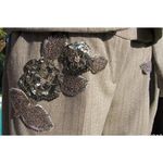 Cache  Luxe Elaborate Embellished Lined Pant New Brown Oatmeal Metallic $228 NWT Photo 3