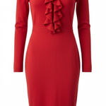 Boden Noelle Knitted Dress 6 Red 100% Wool Ruffle Long Sleeve Fit Flare Classic Photo 0