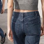 ZARA ZW COLLECTION RHINESTONE HIGH WAIST BOOTCUT STRAIGHT LEG JEANS SIZE 4 NEW Photo 1