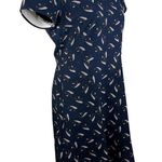 Loft Dress Navy Feathers V-Neck Short Sleeves 8 New Photo 15