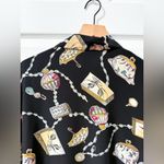 Anthropologie Vintage silk pattern funky unique button down blouse shirt 6 eclectic grandpa Photo 9