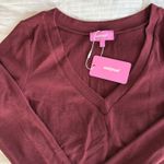 Edikted  Burgundy Larna V Neck Long Sleeve Photo 2