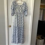 Love Colette Off The Shoulder Maxi Dress Blue White Floral Womens Size Medium Photo 10
