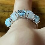 Blue Topaz Rainbow Moonstone Sterling Silver Ring Size 6 Photo 1