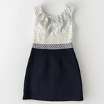 Milly Womens Lace Wool Sleeveless‎ Zip Up Mini Cocktail Dress Black White Size 2 Photo 4