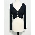 Charlotte Russe  Womens Ring Linked Cut Out Long Sleeve Crop Top Black Size Large Photo 9