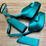 ZARA Square toe Block Heels Platform Floral Sandals Photo 3