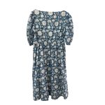 Beau & Ro Blue Folk Floral Button Front Floral Midi Dress Pockets Size Medium‎ Photo 6