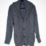 Skull Cashmere Cable Knit Shawl Collar Cardigan Sweater Women's Charcoal Gray S Photo 0