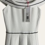 Parker  Dorothy White Knit Cold Tie Shoulder A-Line Stitched Mini Dress Size S Photo 9