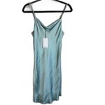 Lanston NWT Seafoam Green Bias Cut Mini Slip Dress Lined Metallic Sheen Green XS Photo 1