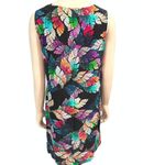 Sleeveless Metallic Multi Color Feathers Print Thin Sheer Above the Knee Dress Photo 2