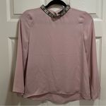 ZARA Women’s  beaded neckline blouse long sleeve pale pink size XS Photo 0