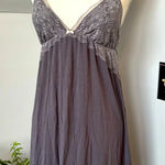 Victoria's Secret Victoria’s Secret Gray Lace and‎ Jersey Chemise Slip Dress w/ Racer Back Small Photo 0