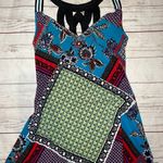 Candie's  Artsy Asymmetric Hem Flared Boho Patchwork Tunic Tank Top SZ SMALL Photo 0