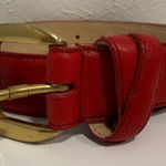 Talbots  red leather belt gold buckle, Size Small Photo 0