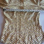 MODA INTERNATIONAL Silk Blend Yellow‎ Geometric Button Down Blouse Size Small Yellow Photo 4