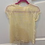 ZARA  | Striped Short Sleeve Blouse White Yellow XS Bow Open Back Photo 0