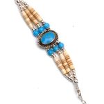 Buffalo Bone Bracelet Beaded Agate Stone Tribal Native American Turquoise Photo 0