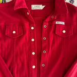 Guess Red Cropped Top Long Sleeve Button Up Shirt Women π Photo 4