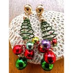Christmas Tree Earrings New Handmade Jingle Bells Dangle Posts Festive P… Green Photo 3