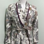 Anthropologie  Floreat Brushed Fleece Robe Women’s Size XS/S Cream Paisley Floral Photo 6