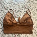 Aerie Ribbed Shine Longline Tie Front Triangle Bikini Top Size XXL Photo 6