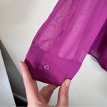 CAbi Purple Sheer Long Sleeve Button Down Shirt Womens L Classic Preppy Parisian Photo 5