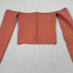 Emory park  Corset Crop Top Womens L Off Shoulder Long Sleeve Rust Red Viscose Photo 0